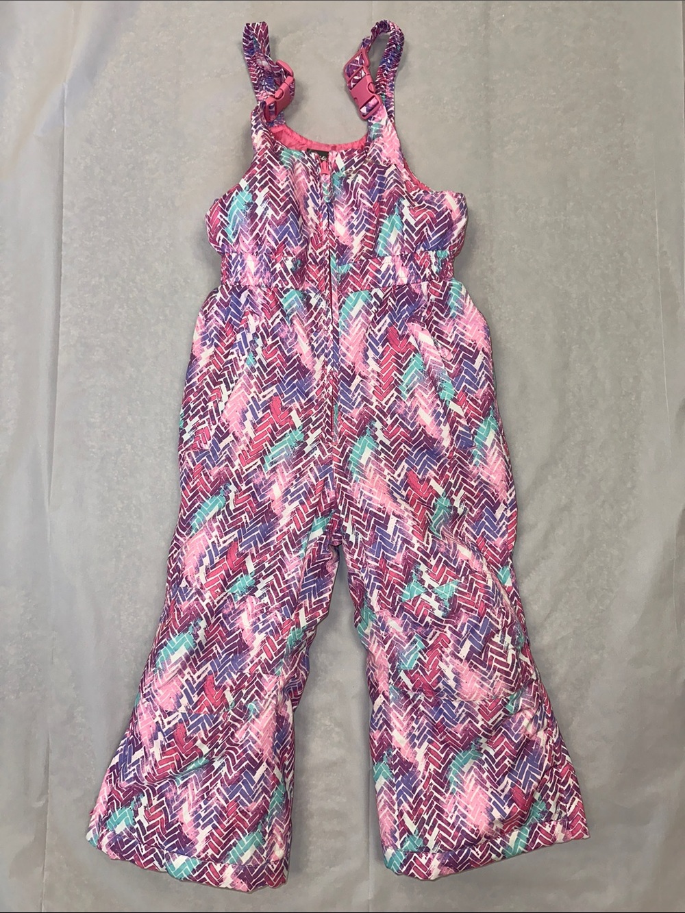 Eddie Bauer Pink Purple Multi-Color Girls Snow Overalls